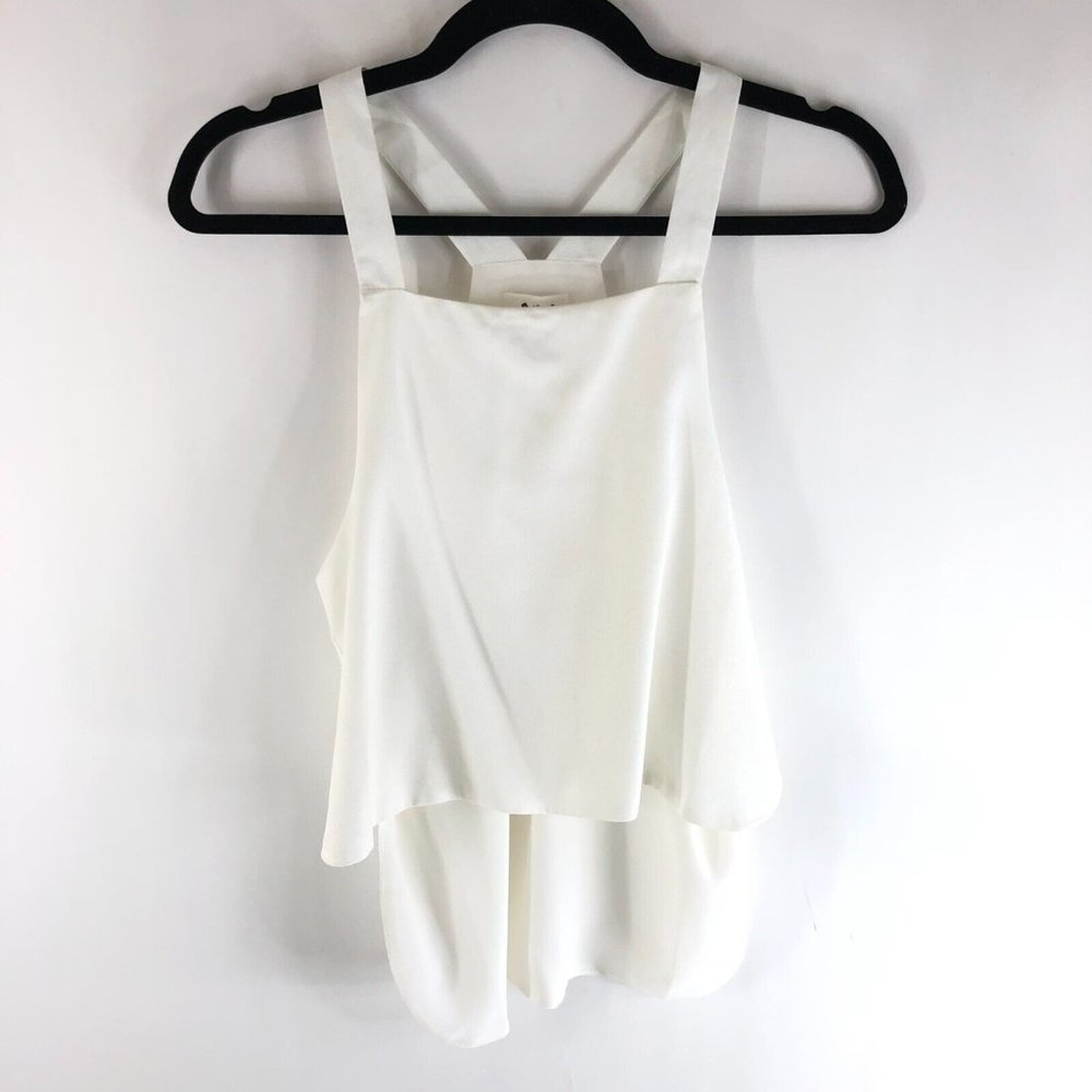 Six Crisp Days Womens Top Blouse Sleeveless Hi Low Hem Square Neck White S